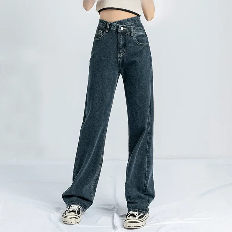 Vintage Jeans Loose-fit Straight-leg Slimming Draped Denim Trousers