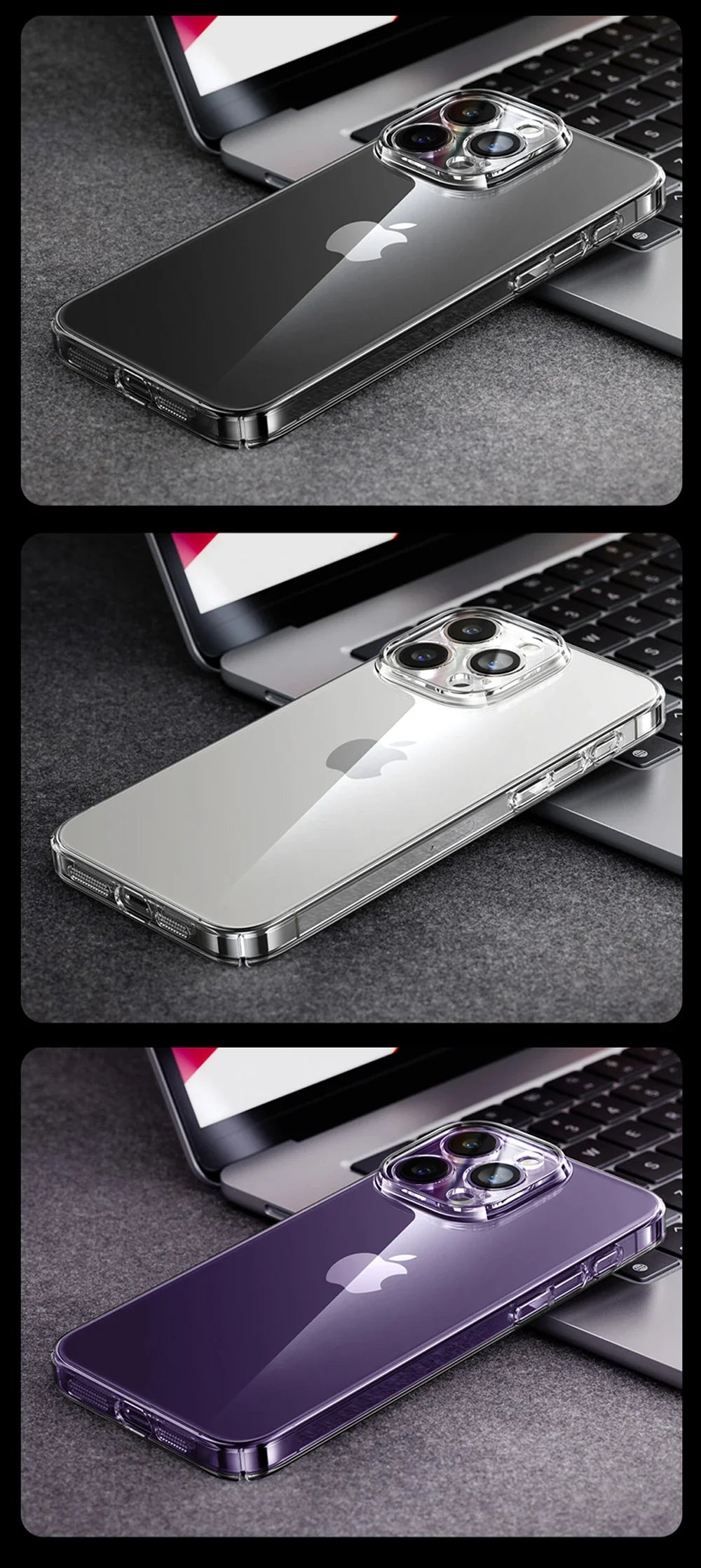 Case For iPhone 16 15 Pro Max Case Crystal Transparent PC Anti-Yellow Lens Protection Cover For iPhone 16 Pro Max Case