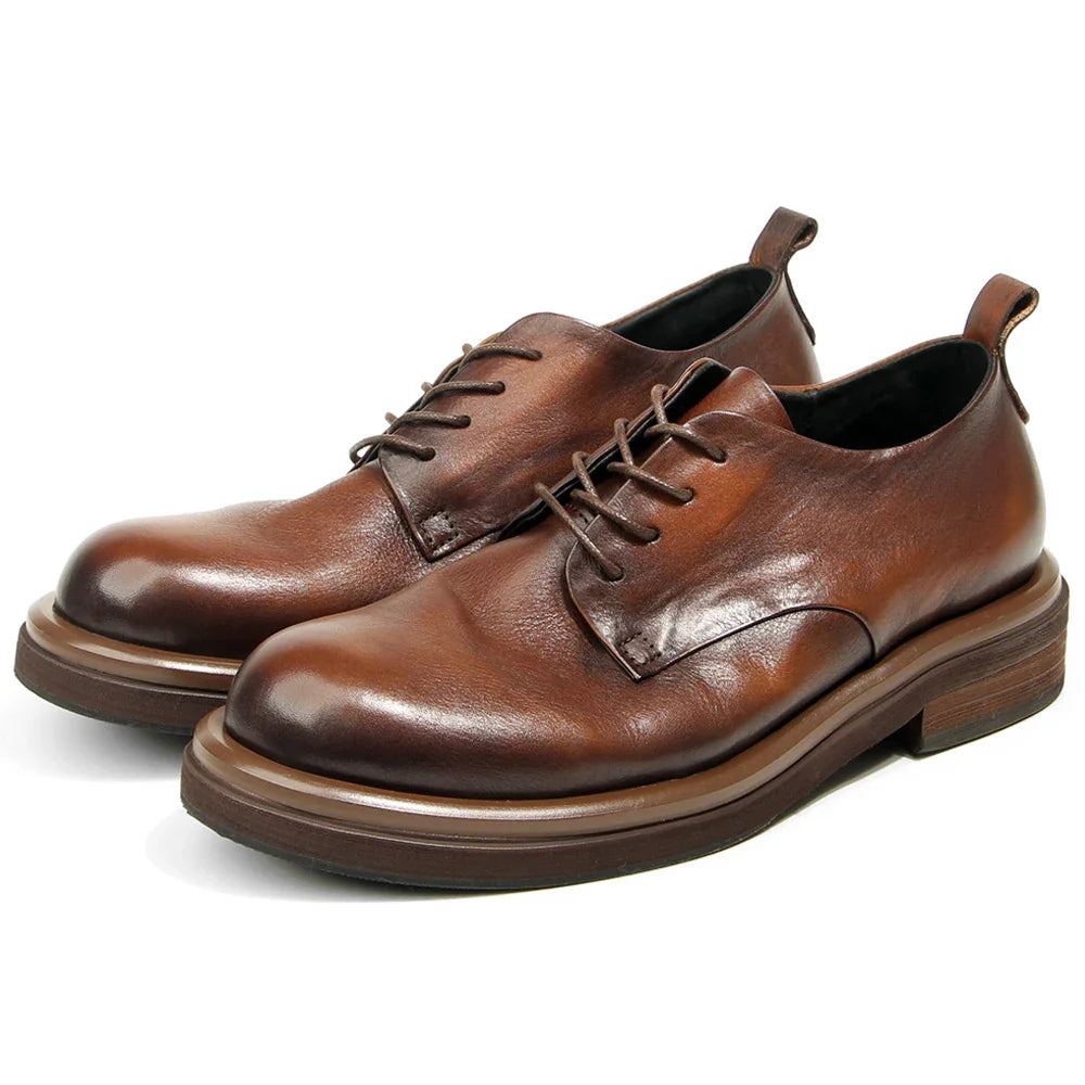Genuine leather Men's formal shoes Retro Man Leather shoes Luxury Quality Wedding Social Shoes Male Business Shoes Handmade 2026