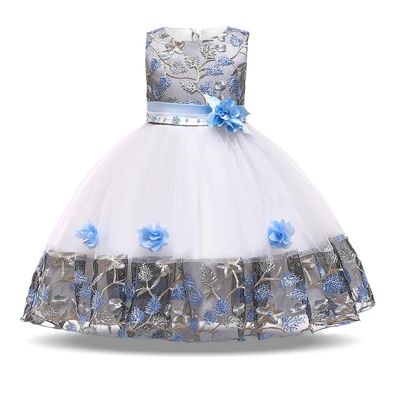 Summer Flower Party Bridesmaids Girls Dresses Elegant Tulle Birthday Wedding Prom Princess Dress Girl Evening Christmas Costumes