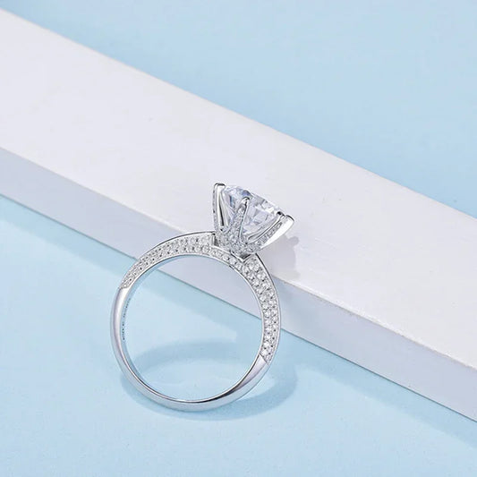 5 Carat Moissanite Wedding Rings For Women 925 Sterling Silver Eternity with White Gold Plated Band Engagement Jewelry