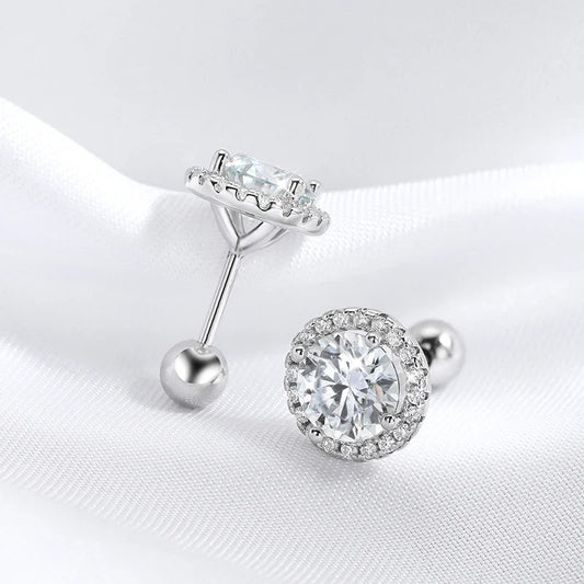 0.5-1CT Black Moissanite Studs Earring for Women Classic Wedding Jewelry 925 Sterling Silver Screw Ear Stud Birthday Gift