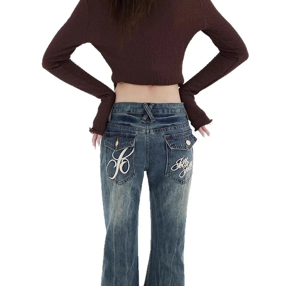 Low Waist Bell Bottom Denim Jeans