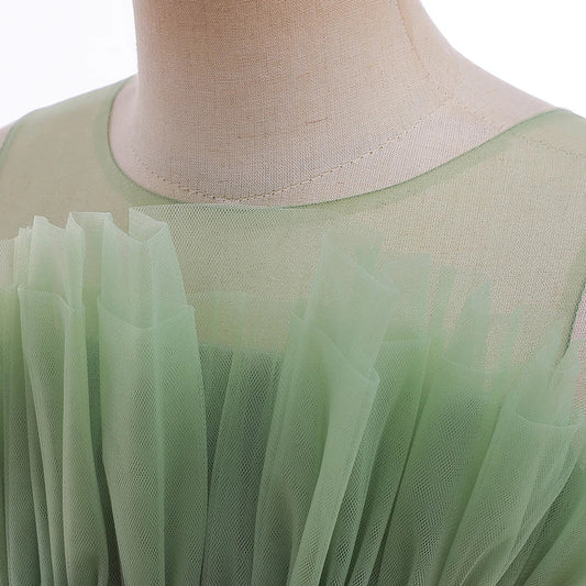 Summer Ruffles Bridesmaids Party Girls Dress Elegant Bow Wedding Birthday Princess Dresses Girl Tulle Pageant Evening Costumes