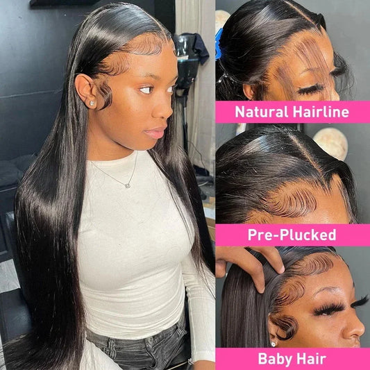 200 Density Bone Straight Hd Transparent 13x6 PrePlucked Lace Frontal Wig 13x4 360 Hd Lace Front Human Hair Wigs For Black Women