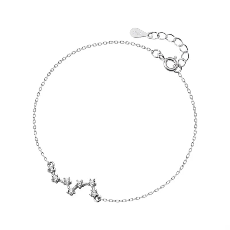 Classic Constellation Exquisite Bracelets 925 Sterling Silver Simple Leo Virgo Libra Chain Bracelet For Women Jewelry