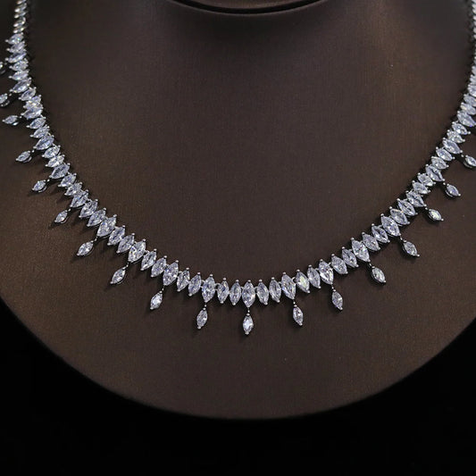 New CZ Simple Earring Necklace For Women Elegant Bridal Wedding Jewelry Set Bridesmaid Dinner Party Accessories, Gifts X0477