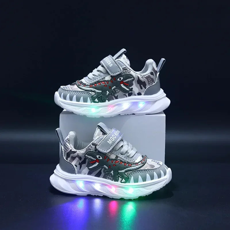 2026 New Boys Led Lighted Shoes Fashion Mickey Children's Casual Sneakers Kids Luminous Shoes Sport Shoes Lighted Shoes