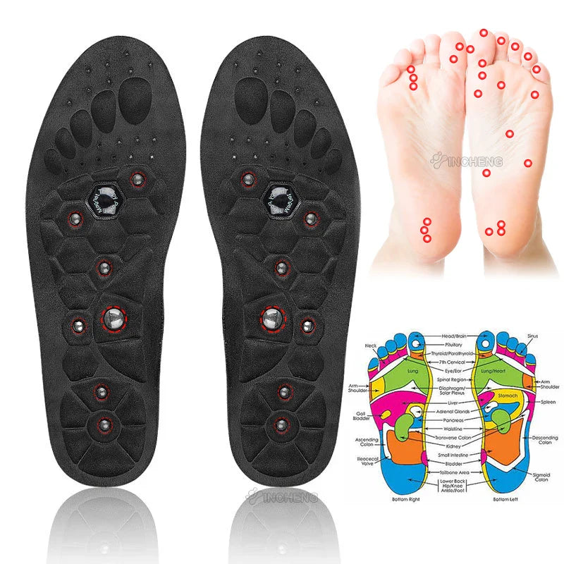 Palmilhas Magnéticas de Massagem Palmilhas de Acupressão Suporte de Arco Ortopédico Almofadas de Sapato de Acupressão Alivia o Cansaço para Homens Mulheres Unissex