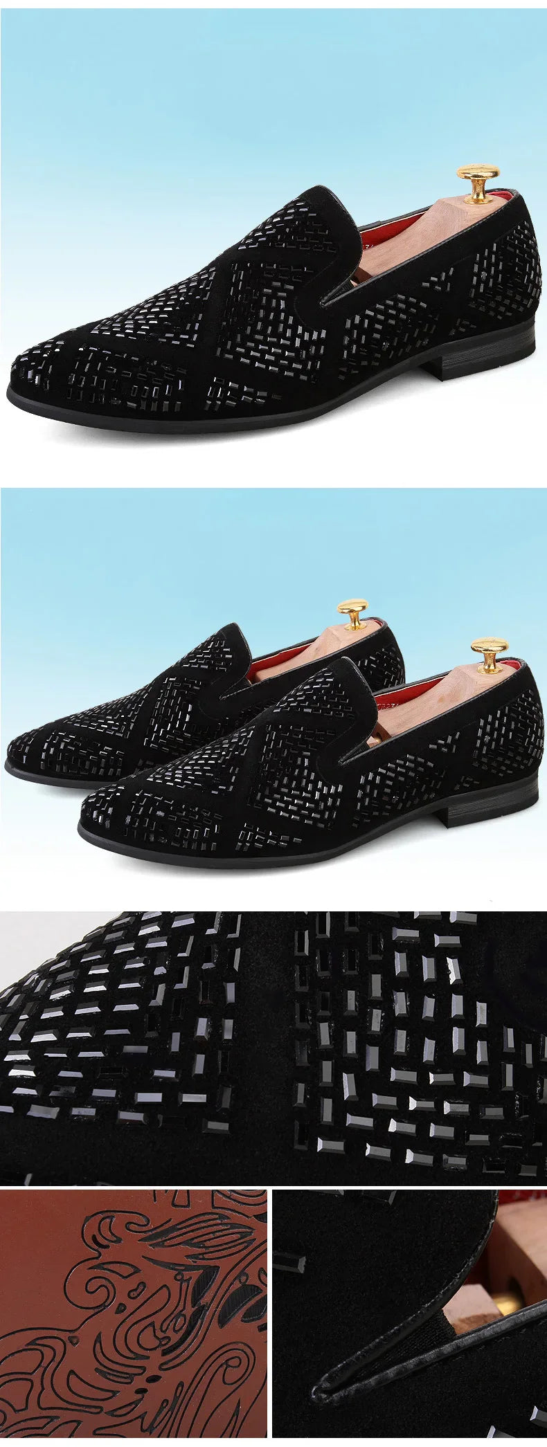 Novos mocassins europeus de indústria pesada versão coreana, mocassins masculinos jovens de cano baixo cravejados de diamantes, sapatos de couro pontudos respiráveis