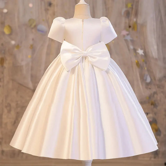 Girls Party Dresses Summer Luxury Elegant Bow Princess Dress Kids Baptism Lace Wedding Vest Birthday Evening Clothes 1-16 Year