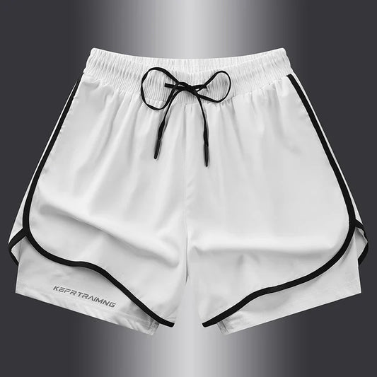 Fake two pieces of summer sports shorts, men's and women's quick drying three point running training itness lining American b