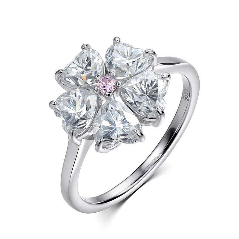 14K Plated 6 Gems Moissanite Rings for Women Luxury Wedding Lab Diamond Pure 925 Silver Band Fine Jewelry Female Ring GRA
