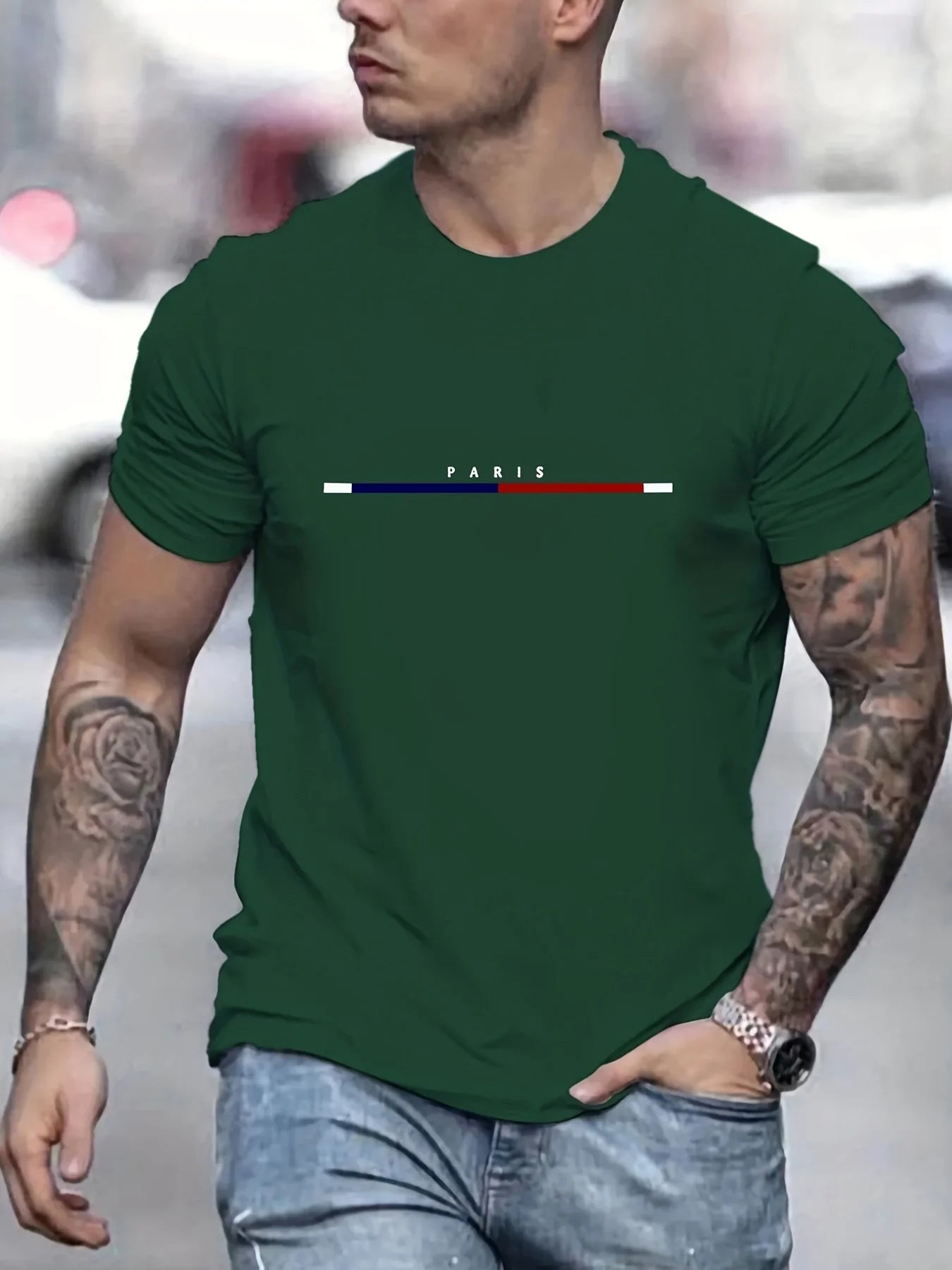 Paris Print Hoodies Tshirt For Men Casual Autumn Winter