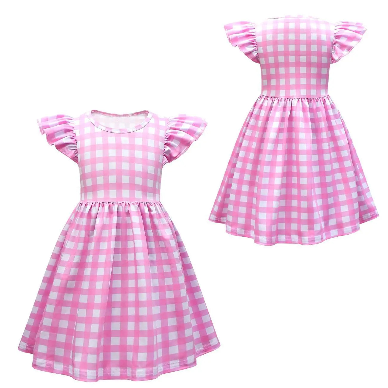 Girl pink plaid skirt Costume Sleeveless Princess Dress for Birthday Kids Children Clothing 2026 carnival Babies Party Dresse