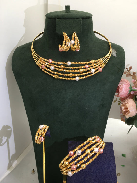 Trendy Fashion 4PCS Luxury Waterdrop Indian Jewelry Sets For Women Wedding Party Indian Dubai Bridal jewelry Sets