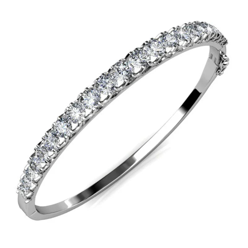 Round Cut Bangle Embellished with Premium Crystals for Women Quality Brass with 18K Rose Gold Plated Jewelry