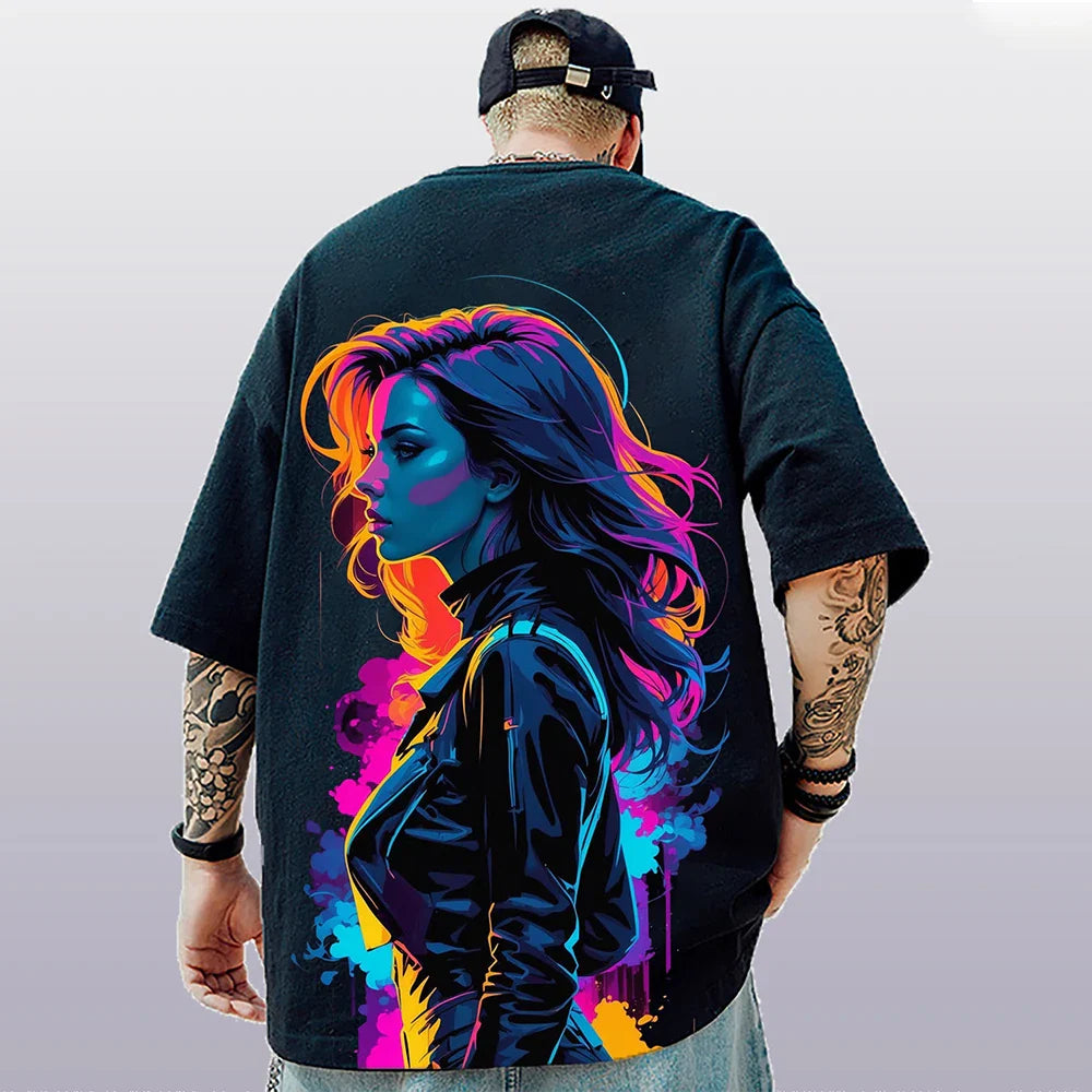 3d Anime Character Print Men's T-Shirt 2024 New Oversized Short Sleeve T-Shirt For Men Street Hip-Hop Tee Top Quick Dry T Shirts
