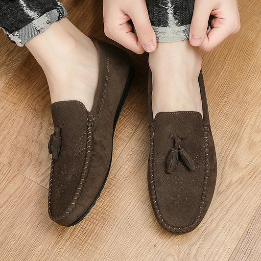 Sapatos Masculinos Casuais de Camurça Respiráveis Confortáveis Slip-on Masculinos para Dirigir Sapatos Masculinos de Marca de Luxo Mocassins Masculinos Sapatos Preguiçosos