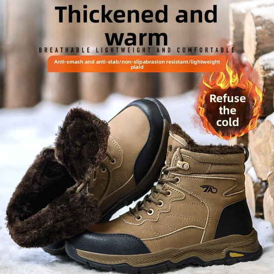 Insulated Anti Smashing Anti Stabbing Welding Shoes for Safety Work Electricians Use Plush and Thickened Labor Protection Shoes