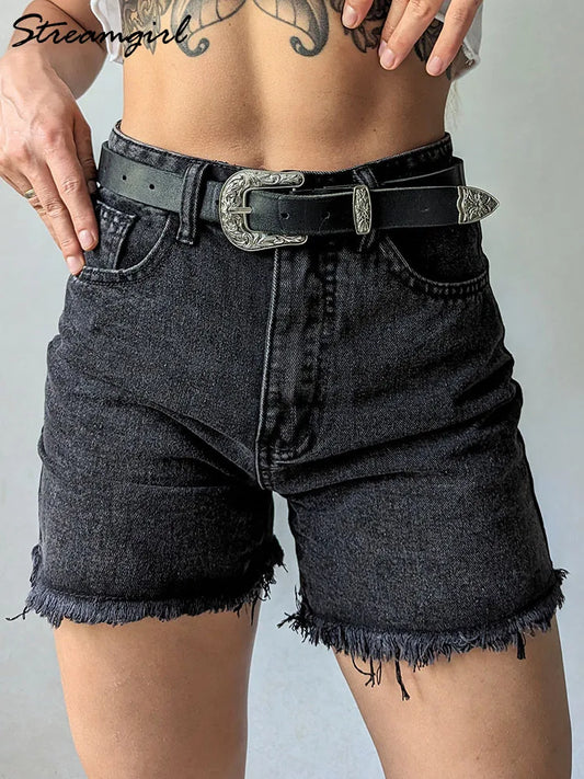 Streamgirl Blue Women's Denim Shorts Summer High Waist Casual Chic Loose Jean Shorts For Women Summer 2025 Denim Short Femme