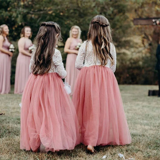 Princess Party Lace Flower Girl Dress Baby Kids Summer Wedding Birthday Dresses Children Clothing 2 4 6 8 10 12 14