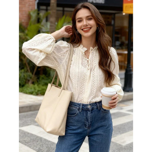 New Chic Spring Autumn Lace Women Fashion Blouse Long Sleeve Casual Elegant Office Loose Shirt Collar Elegant Top Clothes