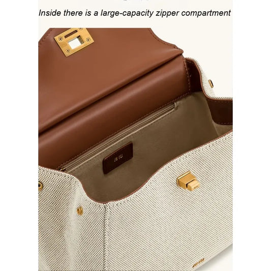 Spring&Autumn buckle bag niche fashion genuine leather shoulder crossbody bag buckle high-end versatile Women handbag