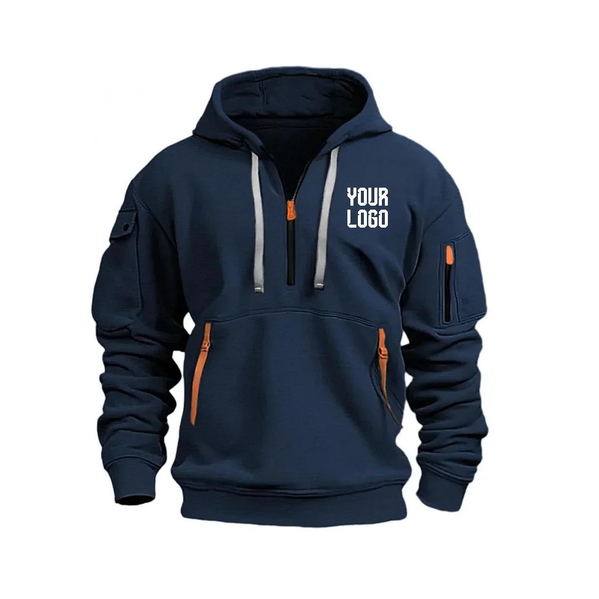 2025 new men's and women's multi pocket ribbon zipper wool hooded casual shirt loose pullover fashionable sports shirt top