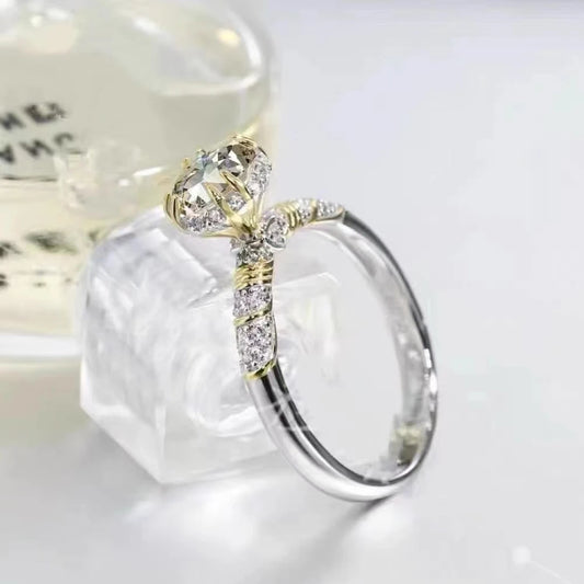 1ct D VVS1 Moissanite Rings for Woman Engagement Wedding Jewely with GRA 925 Sterling Sliver Plated 18k Diamond Ring