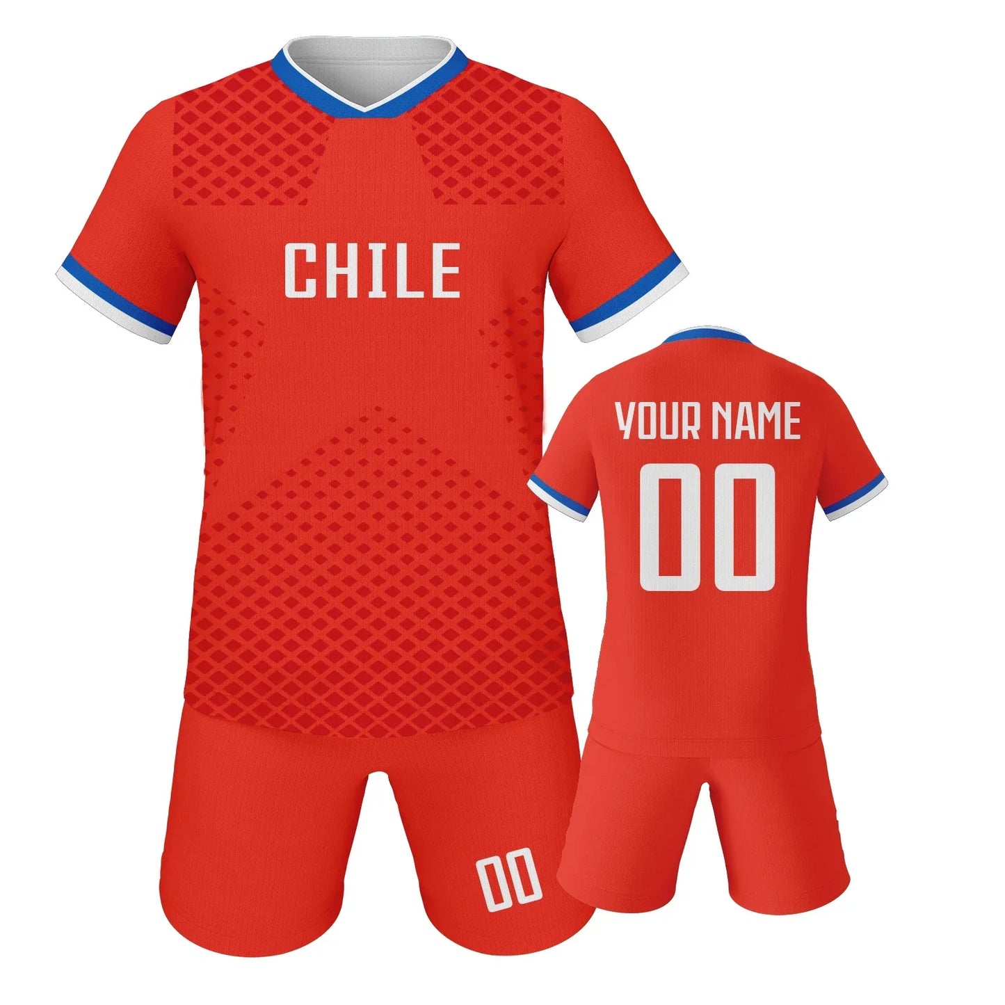 Custom Chile Soccer Jerseys for Kids Personalized Soccer Uniforms with Name Number Football Shirts Shorts Set for Boys Girls