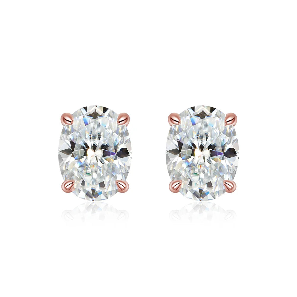 1ct-4ct Oval Moissanite Wedding Earrings For Women S925 Silver Plated 18K Gold Can Pass Diamond Test Party Earrings Gift