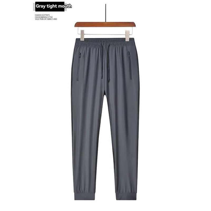 New Comfortable Ice Silk Men's Sports Pants Breathable Sweat-absorbing Quick Drying Outdoor Comfortable Running Pants