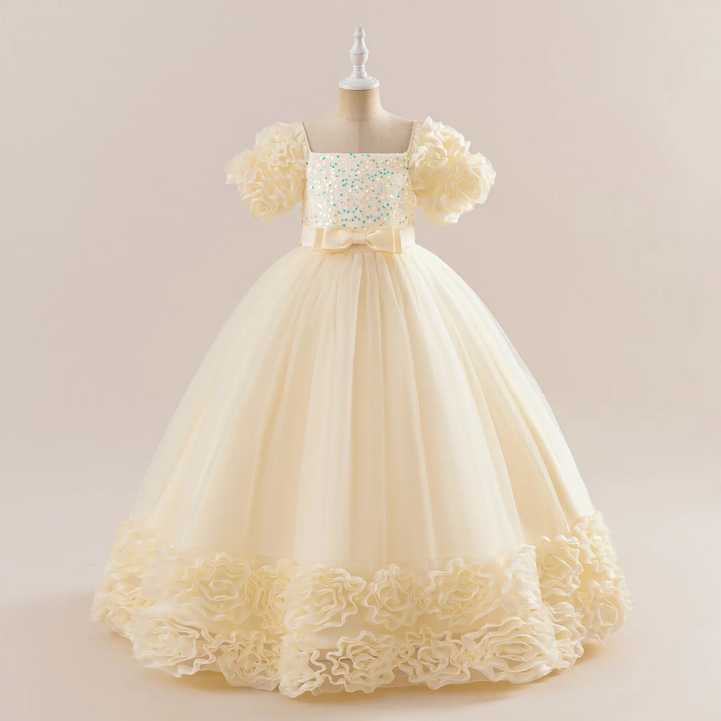 Summer Flower Girls Party Dress Elegant Tulle Bridesmaids Wedding Princess Dresses Girl Gala Birthday Evening Christmas Costumes