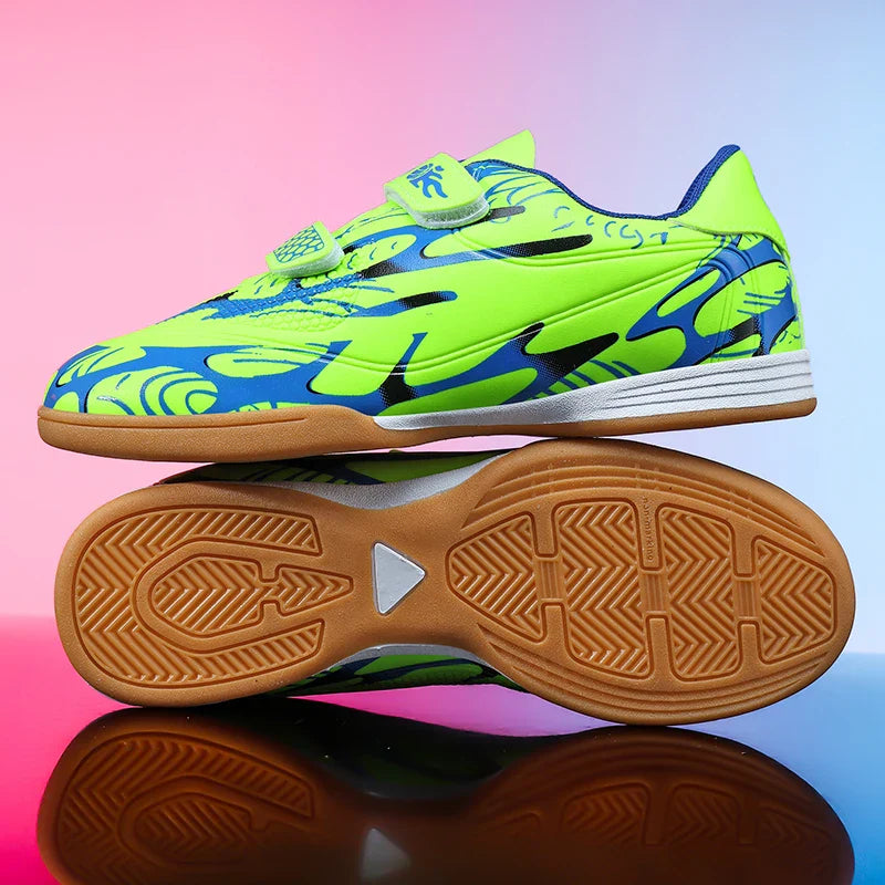 Soccer Shoes with Patent Leather Upper for Kids, Multicolor TF Training Styles