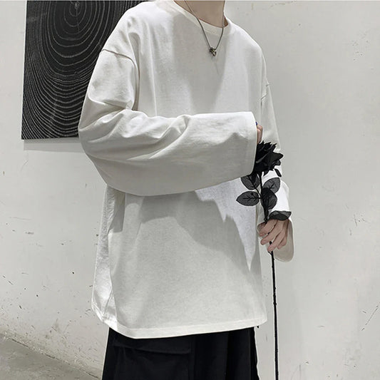 Cotton Oversize Men's Women T-shirt Man Long sleeves Pure Color Men t shirt T-shirts For Male Female Tops