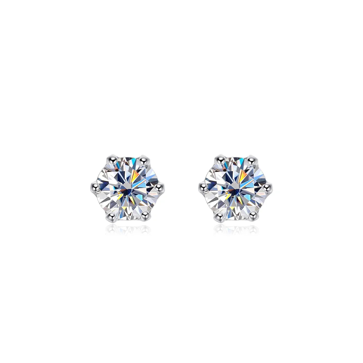 100% 925 Sterling Silver 0.2-2 Carat D Color Moissanite Diamond Stud Earrings For Women Sparkling Wedding Fine Jewelry