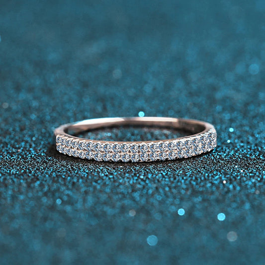 Full Moissanite Ring 925 Sterling Sliver with White Gold Plated Eternity Band for Woman Party Sparkling Rings Jewely