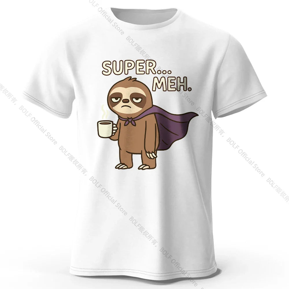 Men's Super Meh Printed T-Shirt 100% Cotton Oversized Apathetic Graphic Tees for Women Summer Tops Slacker Streetwear