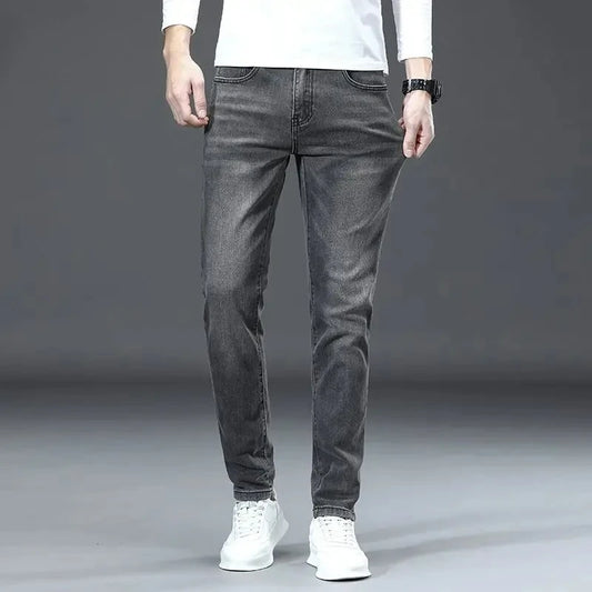 Men's Jeans Affordable Fashionable Elastic Slim Fit Light Straight-leg High-end Denim Long Pants Men's Trousers Denim Long Pants