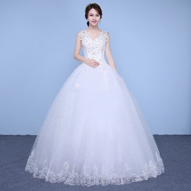 Wedding Dress Wholesale Lace up Embroidery Bride Marriage Dresses White Ball Gown Factory Christmas Carnival Plus Size