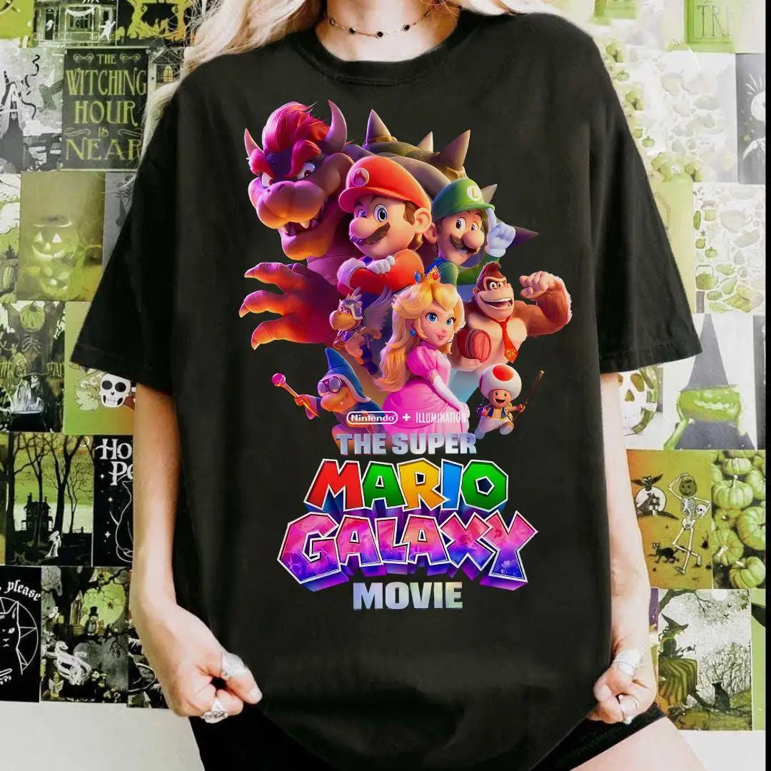 Movie The Super Mario Galaxy unisex 100%cotton family Tshirt,There are child size shirt available, 2026 New kids graphic shirt