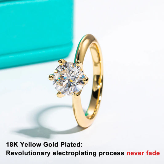 Gold Plated 2ct 3ct D Color Moissanite Engagement Solitaire Rings For Women With Cer Customs Jewelry Wholesale