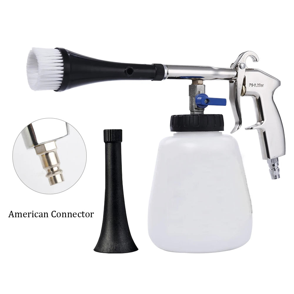 High Pressure Washer Detail Brush Tornado Car Washer Car Interior Deep Cleaning Gun With Brush Air Operated European Connector