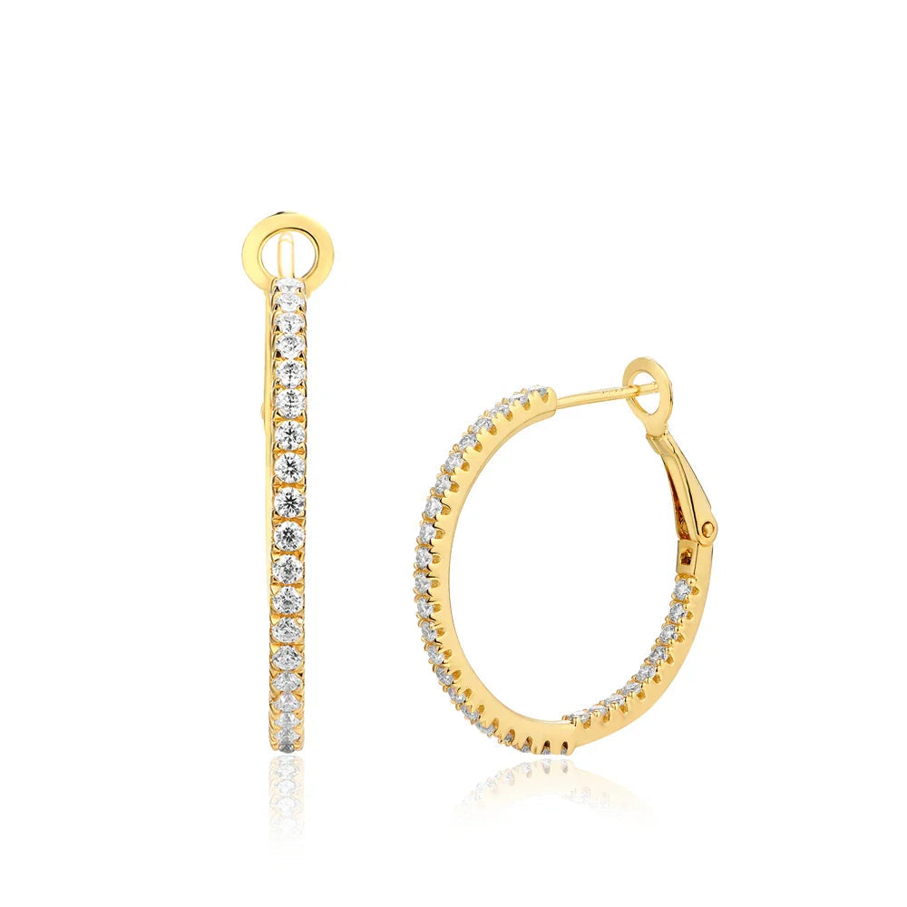 Moissanite Hoop Earrings for Women 1.5mm D Color 925 Sterling Silver Plated Yellow Diamond Earring Wedding Fine Jewelry