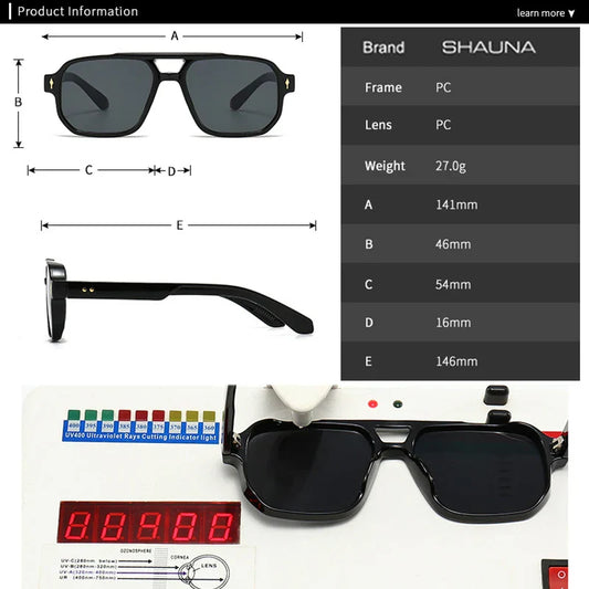 Double Bridges Square Sunglasses Women Gradient Shades UV400 Fashion Brand Designer Rivets Men Sun Glasses