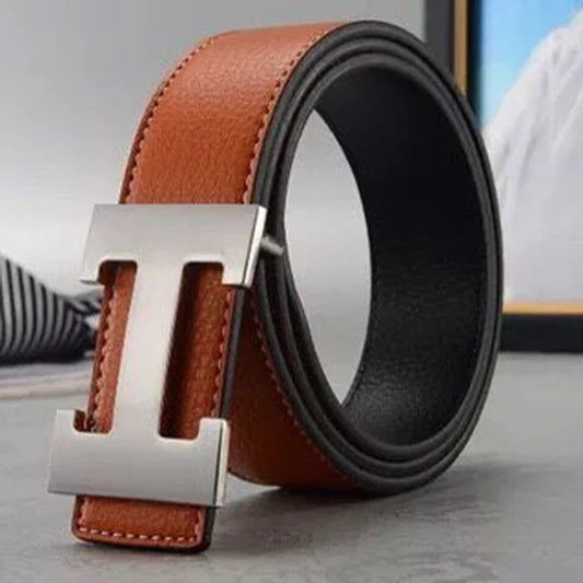 2026 New Casual Men's Belt High Quality Designer Genuine Second Cow Leather Belts Strap Male Metal Smooth Buckle Fashion