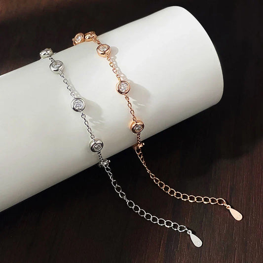 3mm D Color Moissanite Bracelets for Women 14-21cm Adjustable Chain GRA Certified s925 Sterling Silver Bubble Bracelet
