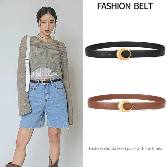 Fashionable women's belt; cowhide leather belt for women; versatile decoration with a high-end feel; trendy Korean-style