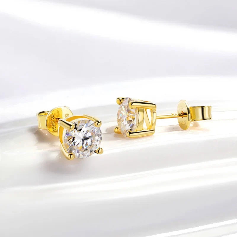 Certified 0.2-2CT Moissanite Stud Earrings for Women Man Hip Hop 100% 925 Sterling Silver Plated 18k Gold Earrings